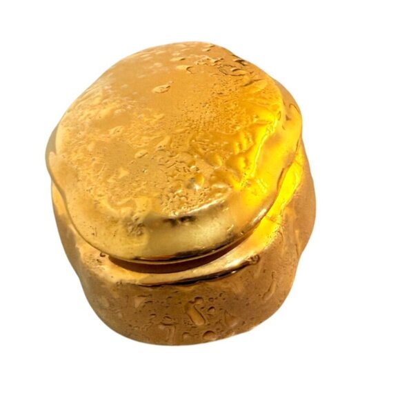 MCM Kingwood Ceramics Trinket Box 22K Weeping Gold Regency Vanity Dish VTG USA - Picture 12 of 15